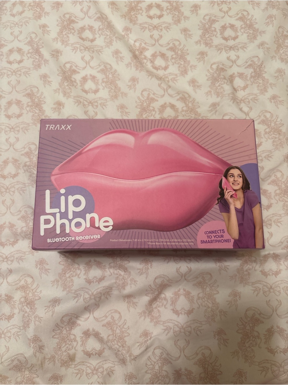 Pink Lip Phone Bluetooth Receiver - Playful Hands-Free Speaker